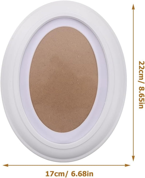 Garneck Oval Wood Picture Frame Wall Hanging Decoration 7 Inch - Send Seamless Nail and S Nail (White)...