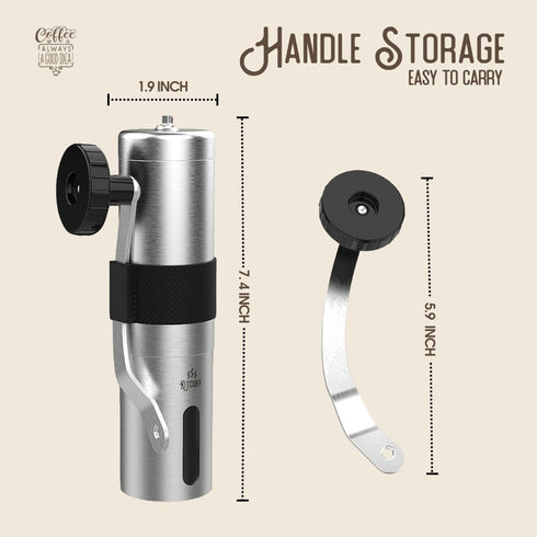 Manual Coffee Grinder — Stainless Steel Conical Burr Coffee Bean Grinder with Hand Crank, 18 Adjustable Settings, Storage Pouch and Sturdy Grip — ...