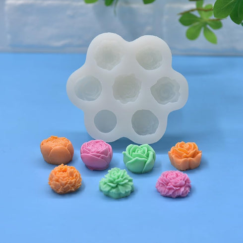 7-chamber rose/flower shape silicone Molds for DIY Cake Fondant Biscuit Cookies Sugar Pudding Chocolate Hard Candies Dessert Sugar Cupcake Decor...
