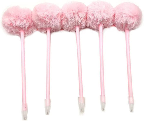 Needle Gel Ink Pens 5 PCS Purple Pom Pom Pen Fluffy Pompoms Plastic Rollerball Pen Signature Ball Point Pens Cartoon Ball Pen for Kids Children St...