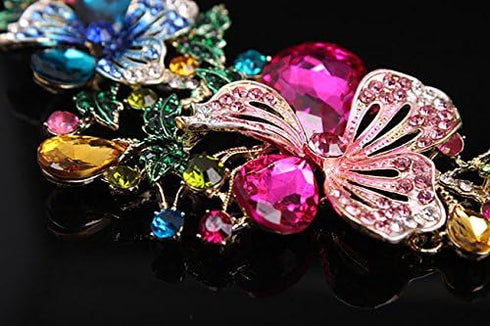 Sunvy Noble Diamond Crystal Flower Chain Choker Collar Necklace Earrings Set...