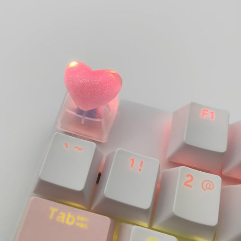 Personalized Cute Love Heart Keycap Handmade OEM Profile Keycap Base DIY Custom ESC Backlit Keycap for Mechanical Keyboard MX Switch (Pink)...