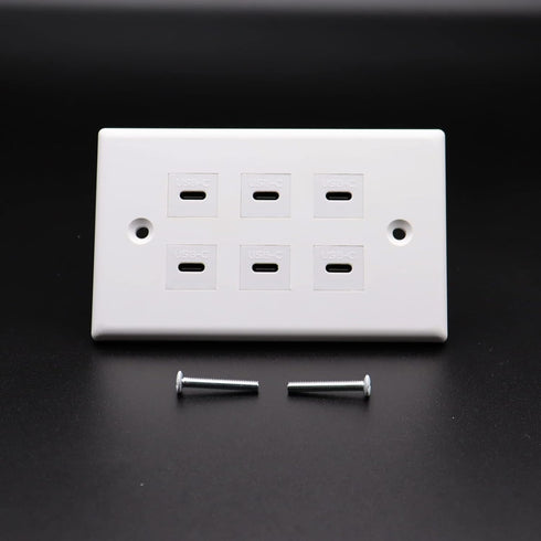 USB C Charger Wall Outlet Plate, LOKEKE 6 Ports USB Type C Power Wall Outlet Plug Plate for Smartphone Pad Switch, White...