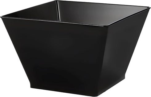 Lillian Tablesettings Plastic 8 oz | Black Rectangles Servingware | Pack of 20 Party Bowls, 3.5 x 3.5 x 7.5 inches...