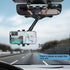Phone Mount for Rear View Mirror, Hands Free, Compatible Apple + Samsung, 360 Degree, Rotatable and Retractable...