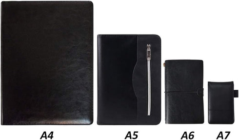 KXF Refillable A7 Pocket Journal Notebook with 2 Refill Pads & Calculator & Pen Small Shopping Note Pad Handy Memo Pad Book Ruled Reporters PU Lea...
