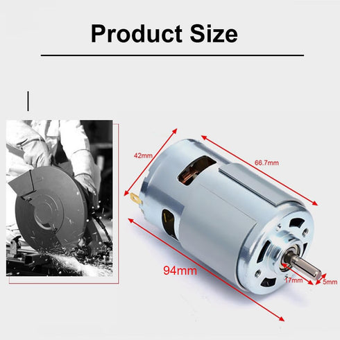775 DC Motor 12-24V 12000RPM Large Torque Micro Motor for Power Tools/DIY Toys/Vacuum Cleaners Fans with Double Ball Bearing, High Speed DC Small ...