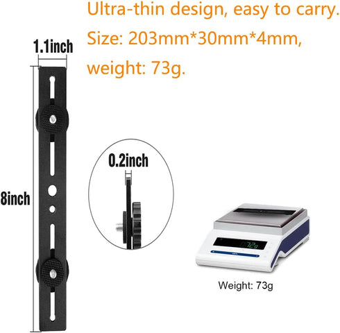 Dual Flash Bracket 8in/20.3cm Camera Mount Tripod Bracket with 1/4 Screw Hot Shoe Flash Light Bracket for LED Light Microphone 3D Stereo Stereosco...