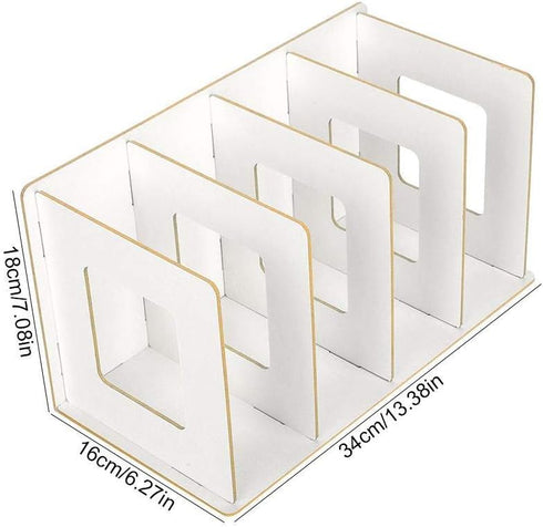 Fdit Wooden Desktop Bookshelf Rack Storage Shelf Bookcase for Home School Office Organizer(Warm White)...