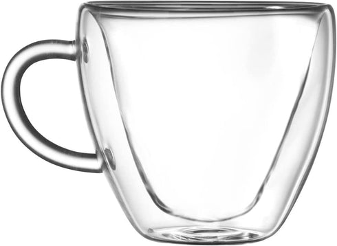 Heart Shaped Double Walled Insulated Glass Coffee Mugs or Aesthetic Tea Cups, Double Wall Glass 8 oz, Clear...
