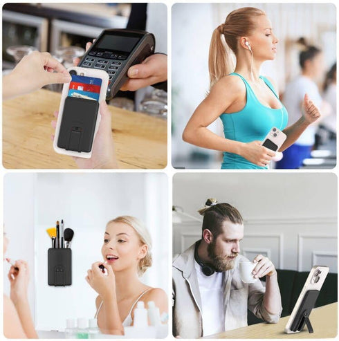 Senose Phone Card Holder, Silicone Phone Wallet with Stand Stick on Credit Card Holder for Back of Phone, Anti Slip Out Phone Pocket Compatible fo...