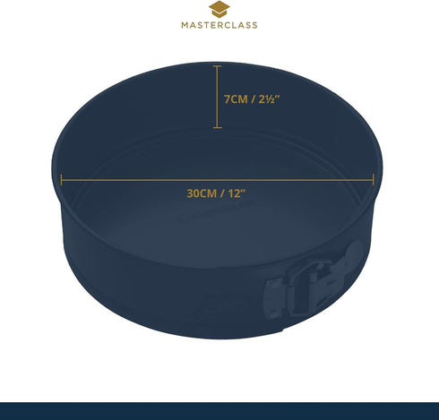 MasterClass KCMCHB45 30 cm Springform Cake Tin with Loose Base and PFOA Non Stick, Robust 1 mm Carbon Steel, 12 Inch Extra Large Round Pan, Grey...