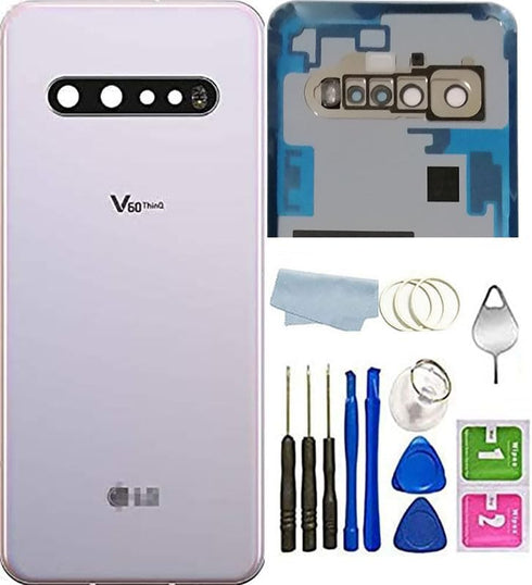 V60 ThinQ Back Glass Cover Replacement Housing Door with Tape Parts for LG V60 ThinQ V600 5G All Model with Tools (Classy White)...