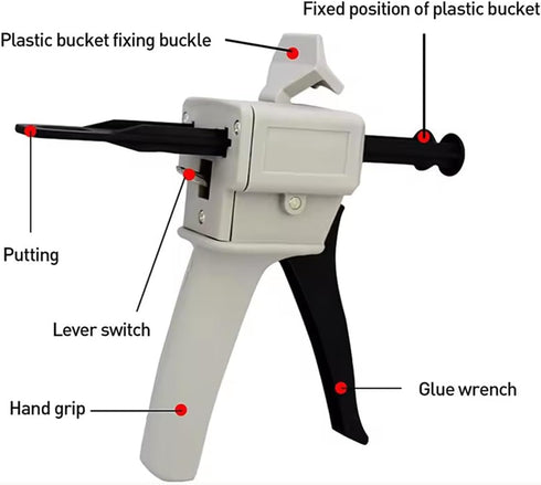 AB glue gun 50ml two-component glue gun 2:1/1:1 glue gun AB epoxy sealant gun coating machine manual glue gun dispensing gun kit...