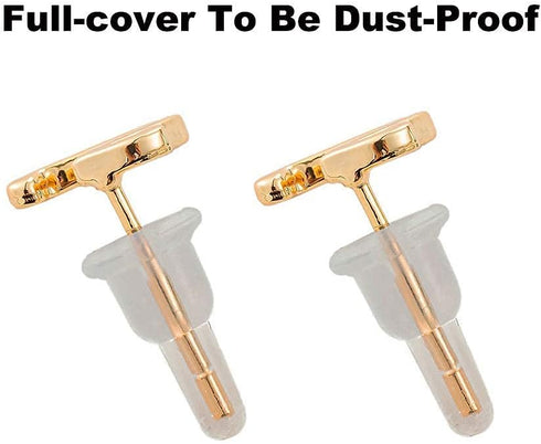 Clear Silicone Earring Backs - 150 Pcs / 75 Pairs Hypoallergenic Secure Push-Back Earring Stoppers for Stud Earrings, 10x6mm Full-Cover Studs Dust...