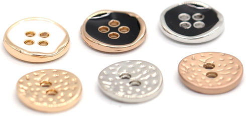 11mm 2 Holes Small Round Metal Buttons, Bright Silver Button for Clothes, Children Shirt, Women Blouse, Top, Cuff, Collar, Cute Handmade Decoratio...