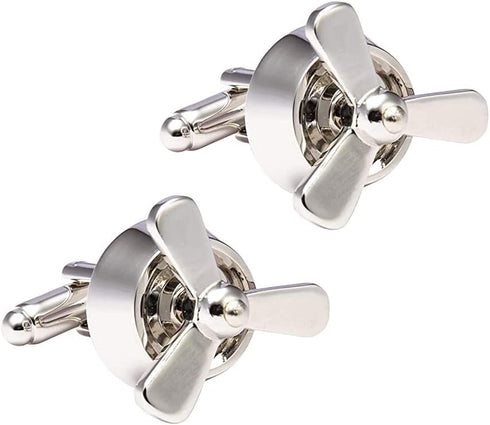 Aeroplane Propeller Cufflinks for Men (Silver)...