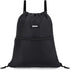WANDF Drawstring Backpack String Bag Sackpack Cinch Water Resistant Nylon for Gym Shopping Sport Yoga (Black)...