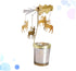 Rotating Candlestick Holder Christmas Carousel Spinning Deer Tea Light Holder Table Decoration (Gold)...
