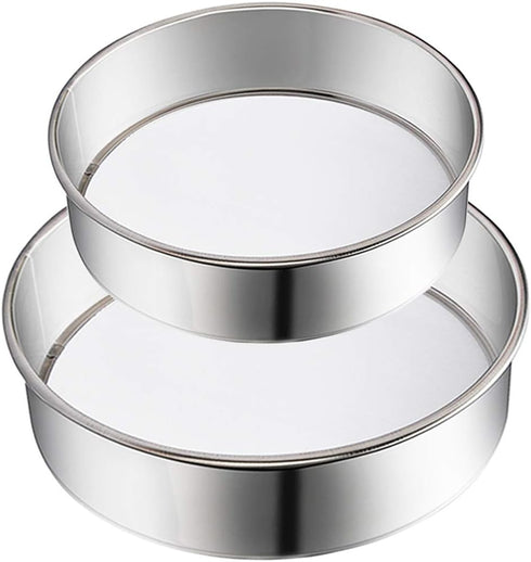 2 Pack Flour Sifter,Stainless Steel Fine Mesh Strainers Flour Sieve,60 Mesh Round Sifter for Baking Cake Bread (6-Inch and 8-Inch)...