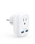 Anker European Travel, PowerExtend USB Plug International Power Adapter with 2 USB Ports and 1 Outlet, US to Most of Europe EU Spain Iceland Italy...