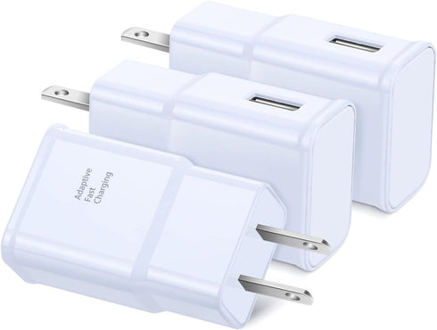 Adaptive Fast Charger, Qihop 3-Pack USB Wall Charger Fast Charging Block Travel Adapters Compatible for Samsung S21 S20 S10e S9 S8 Plus, Note 8 9 ...