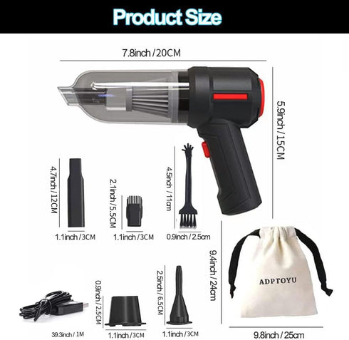 3-in-1 Portable Small Cordless handheld Vacuum Cleaner Rechargeable with 9000PA Powerful Suction for Car/Office/Home...