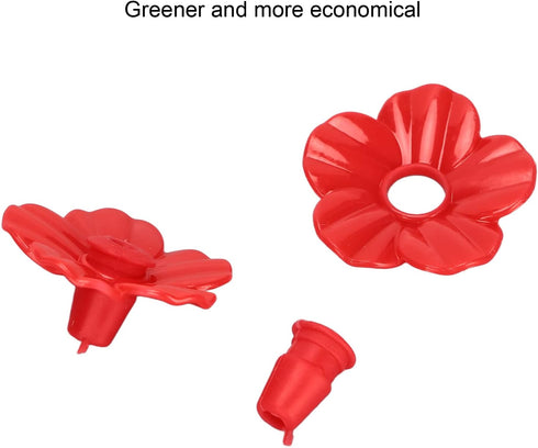 Hilitand 30 Sets Hummingbird Feeder Flowers Plastic Unique Shape Flowers Bird Feeder Bird Feeder Replacement Parts (Red)...