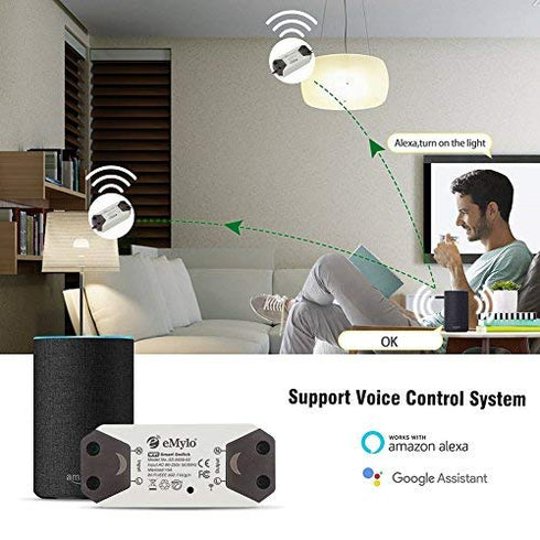 WiFi Switch, eMylo Smart WiFi Relay Switch Wireless Light Remote Control Module for Smart Home Automation Compatible with Alexa Google Assistant.....