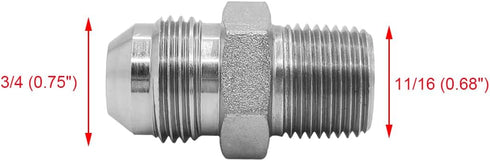 (2-PACK) 2404-08-06 Hydraulic Hose Adapter Fitting 1/2" Male JIC 37° Flare (3/4"-16UNF) × 3/8" Male (3/8"-18NPTF) SAE Straight Pipe Joints Tube Co...