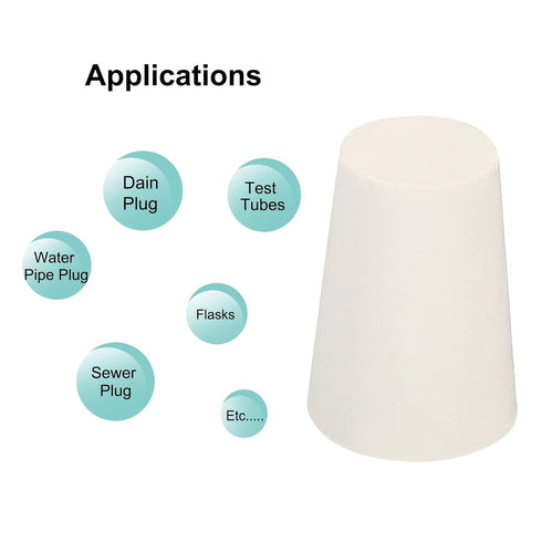 MECCANIXITY Rubber Tapered Plug 14mm to 19mm Solid Test Tubes Bungs Stopper White for Lab Home 12 Pieces...