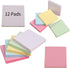 qiqinyang Non-Marking Tearable Office Sticky Notes – 12 Packs of Colorful Self-Adhesive Sticky Notes, 100 Pages Per Pack, Compact 3 * 3 Size – Ide...