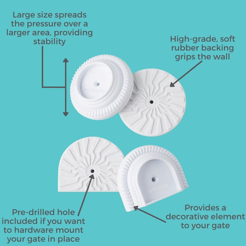 Toddleroo by North States - Safety Gate Wall Guards: Pressure Mounted Baby Gate Wall Protector - Pack of 4 - White...