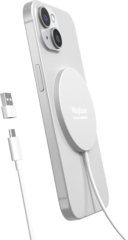 Magnetic Wireless Charger,MagEase 15W Wireless Charger Magnetic Compatible with iPhone 15/14/13/12 Series and AirPods 3/2/Pro, Charging Pad with U...