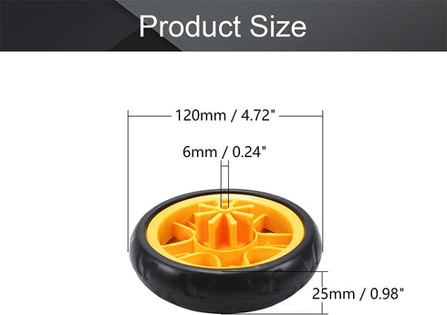 MroMax 4Pcs 4.72 Inch Stroller Wheel, 120mm x 25mm Single Wheel, for 19mm Circular Pipes, Plastic Wheel Replacement for Stroller and Pet Stroller ...