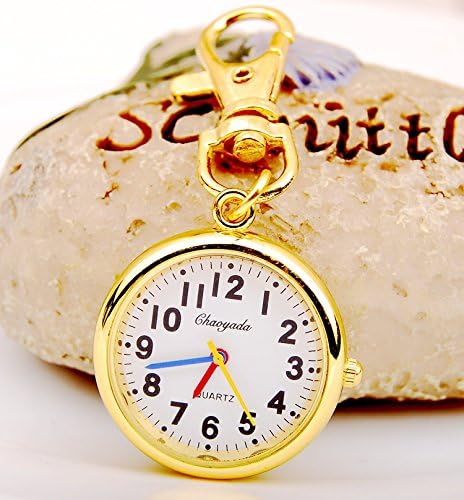 ZIMI 4 PCS Round Analog Women's Men's Nurses Keychain Key Ring Watch Simple Easy to Read time Quartz Unisex Pendant Clock...