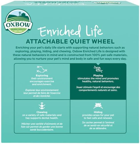 Oxbow Enriched Life Small Animal Accessories - Exercise Wheel for Dwarf Hamsters & Mice - Attachable Quiet Wheel (7 inch)...