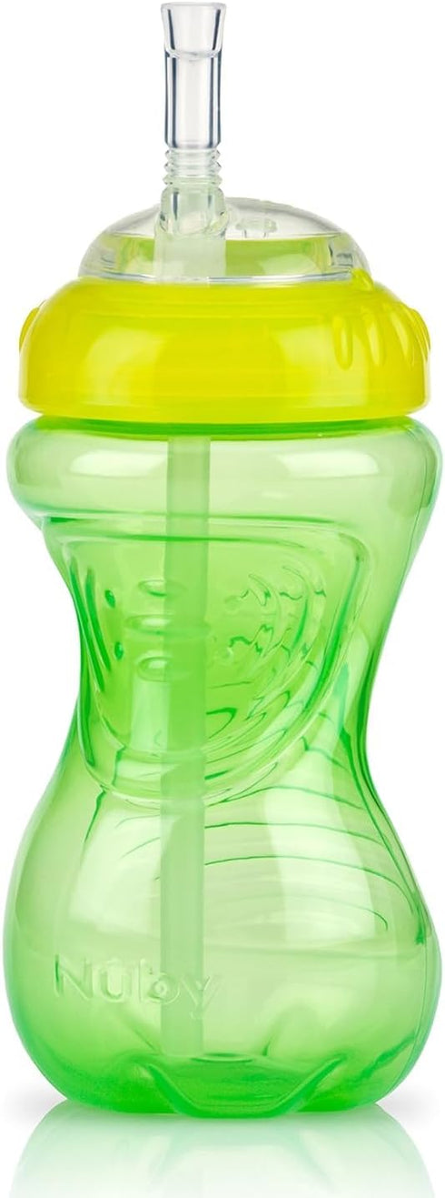 Nuby No-Spill Sippy Cup with Flex Straw - (3-Pack) 10-Ounce Bottles - Sippy Cups for Toddlers 12+ Months - Neutral Color Training Cups for Toddler...