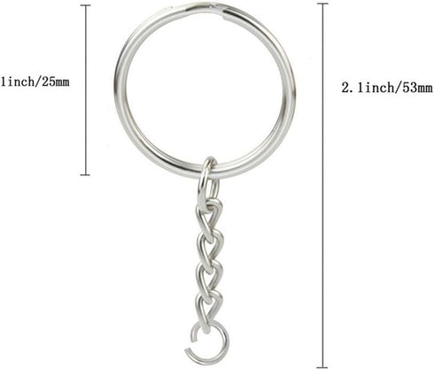 KINGFOREST 150-Piece Split Key Ring Kit with Chains & Jump Rings - 1 Inch Silver Nickel Bulk Jewelry Making Supplies for DIY Keychains, Charms, Cr...