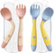 Toddler Utensils with Travel Case, Baby Spoon and Fork Set for Self-Feeding Learning Bendable Handle Silverware for Kid Children (2 Set, Pink&Yell...
