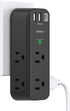 Surge Protector Outlet Extender - with Rotating Plug, 6 AC Multi Plug Outlet with 3 USB Ports, 1800J Wall Charger, 3-Sided Power Strip with Spaced...