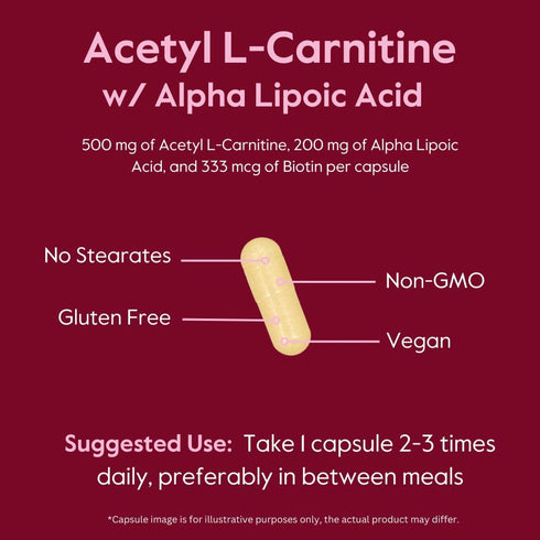 BESTVITE Acetyl L-Carnitine 500mg & Alpha Lipoic Acid 200mg per Capsule with Biotin (120 Vegetarian Capsules) - No Stearates - Vegan - Non GMO - G...