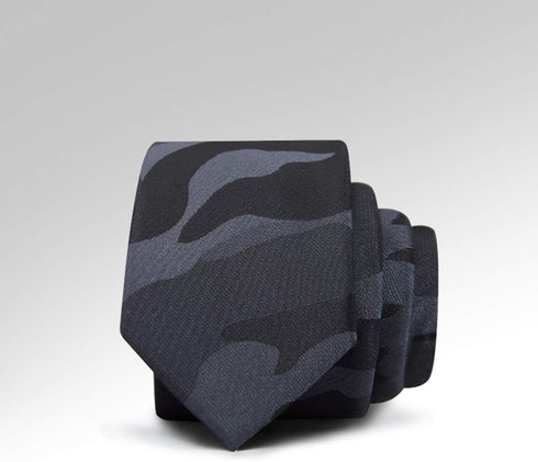 New Slim Camo Ties for Men Classic 2 Inches Black Gray Camouflage Necktie...