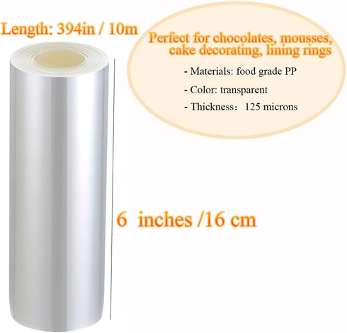 Acetate Cake Collar 6 Inch x 394inch Transparent Cake Rolls, Clear Acetate Sheets Mousse Chocolate Acetate Roll Cake Wrapping for Baking, Surround...