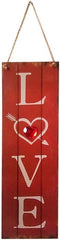 BinaryABC Valentine's Day Wooden Sign Plaque Door Wall Hanging Decorations (Red)...