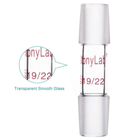 stonylab Glass 19/22 Straight Laboratory Adapter, Borosilicate Glass 30 mm Between Two 19/22 Ground Inner Standard Taper Joints for Laboratory Lab...