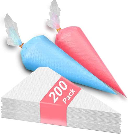 200pcs Disposable Icing Piping Bags - 12 Inch Pastry Bag Frosting Bags for Cake Cookies Baking Decorating - Plastic Tipless Piping Bags...