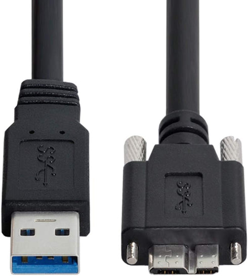 cablecc USB 3.0 A Type Cable Male to Micro USB 3.0 B Male with Mount Panel Screws for Hard Disk Mobile Phone 3M...