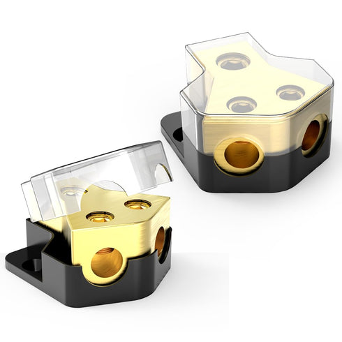 Distribution Block Car Audio, 2 Way 0/2/4 Gauge in 4/8/10 Gauge Out Amp Power Distribution Block Car Audio Splitter for Vehicles Boats 2PCS......