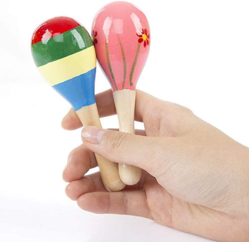 Sansheng 6 PCS Mini Fiesta Wooden Maracas Toys, Wooden Maracas Festival Painting, Wooden Carnival Maracas (Random Colors)...